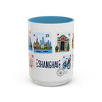 Shanghai Coffee Mug | Postage Stamp Collage Mug | Travel Souvenir Accent Cup 11oz 15oz