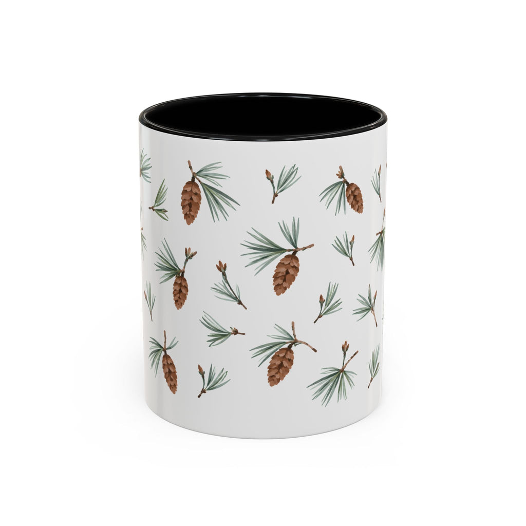 Maine White Pine Cone and Tassel Mug, State Flower Floral Coffee Cup, 11oz Botanical Gift