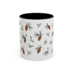 Maine White Pine Cone and Tassel Mug, State Flower Floral Coffee Cup, 11oz Botanical Gift