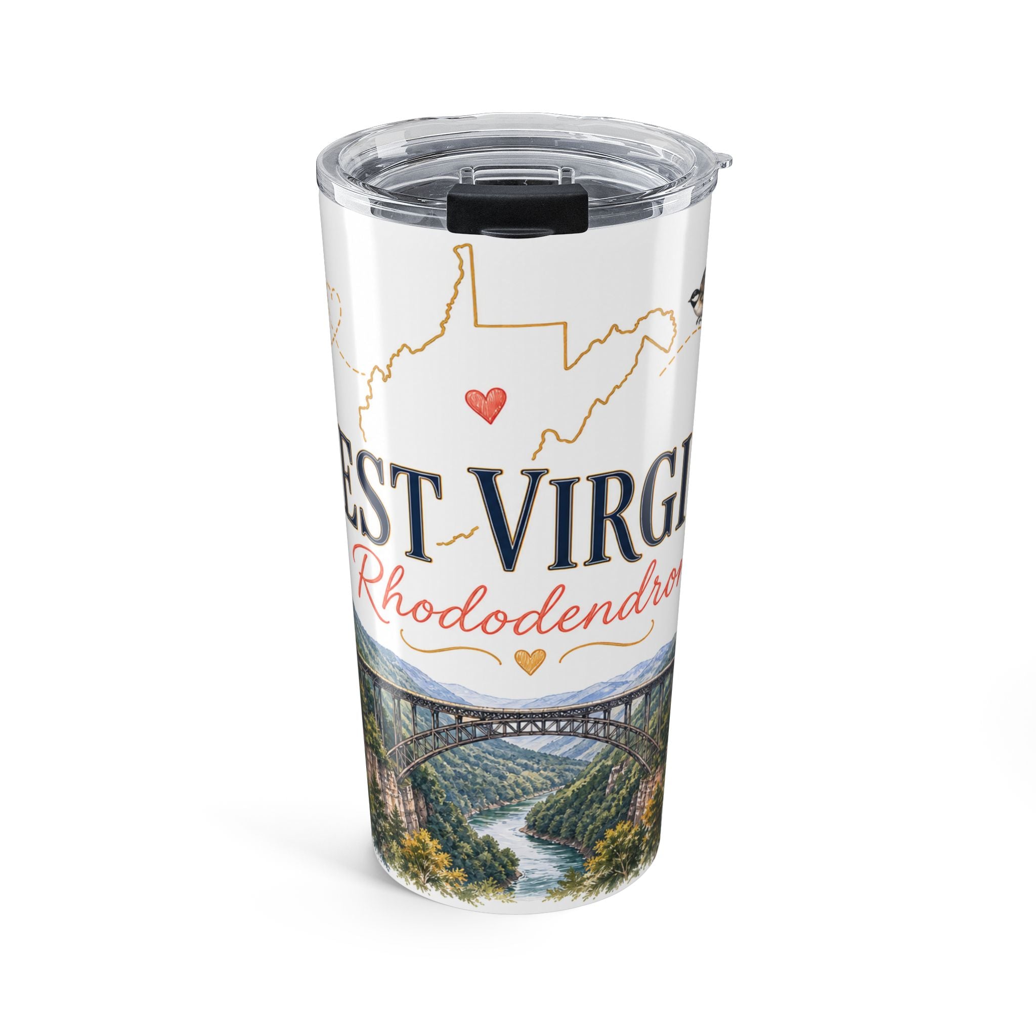 West Virginia State Flower 20oz Tumbler | Rhododendron Botanical State Flower Gift | Insulated Stainless Steel Travel Cup