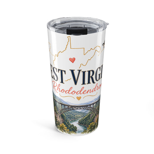 West Virginia State Flower 20oz Tumbler | Rhododendron Botanical State Flower Gift | Insulated Stainless Steel Travel Cup