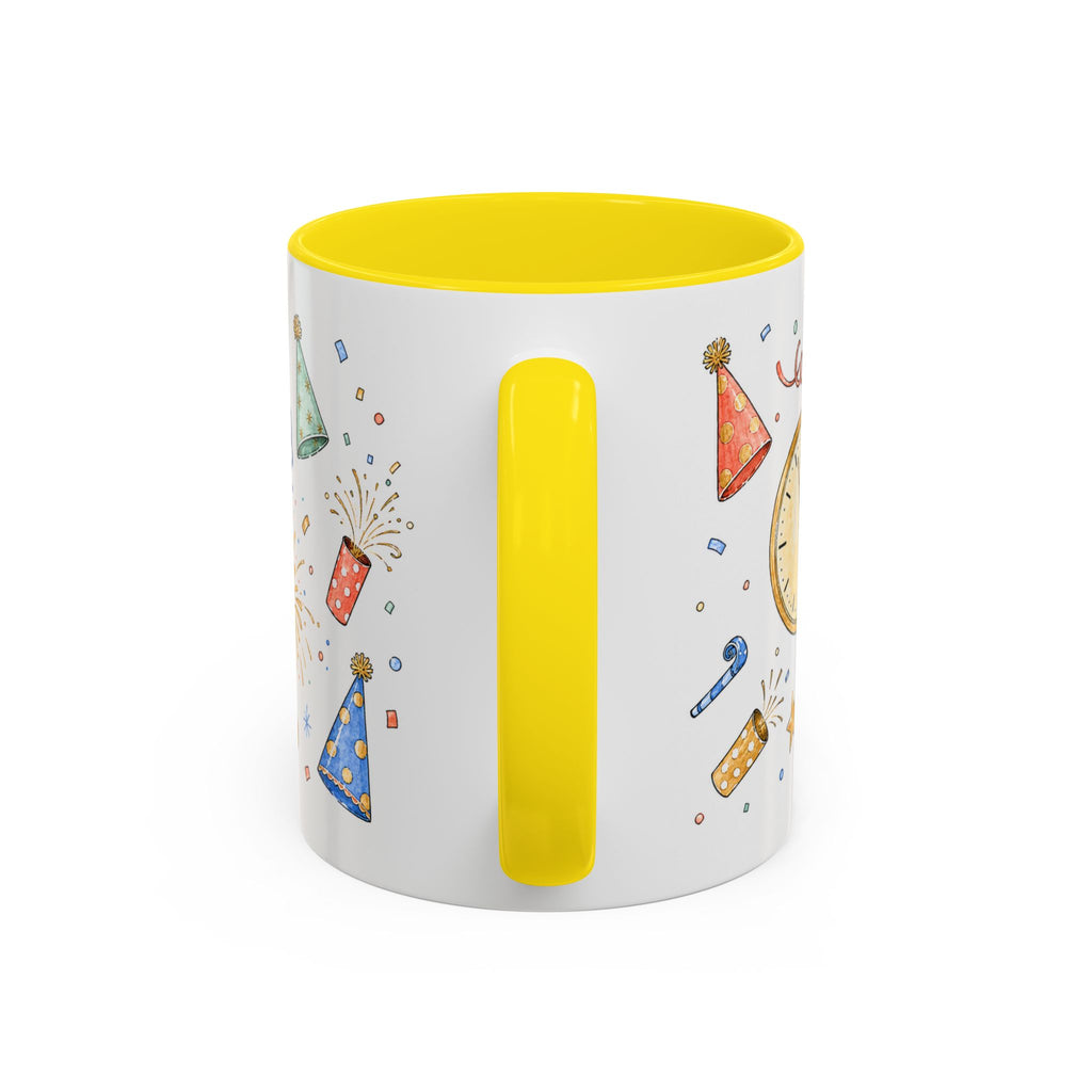 New Year Mug | Midnight Clock Toast Watercolor Celebration Gift | Accent Cup 11oz 15oz
