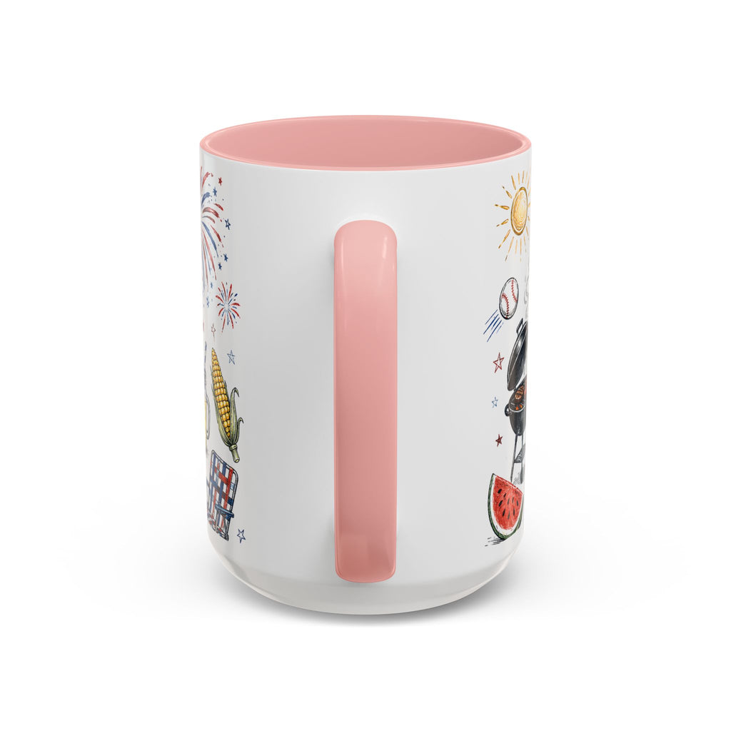 Freedom Fest Coffee Mug | Grill Chill Fireworks 4th of July | Accent Color Ceramic 11oz 15oz