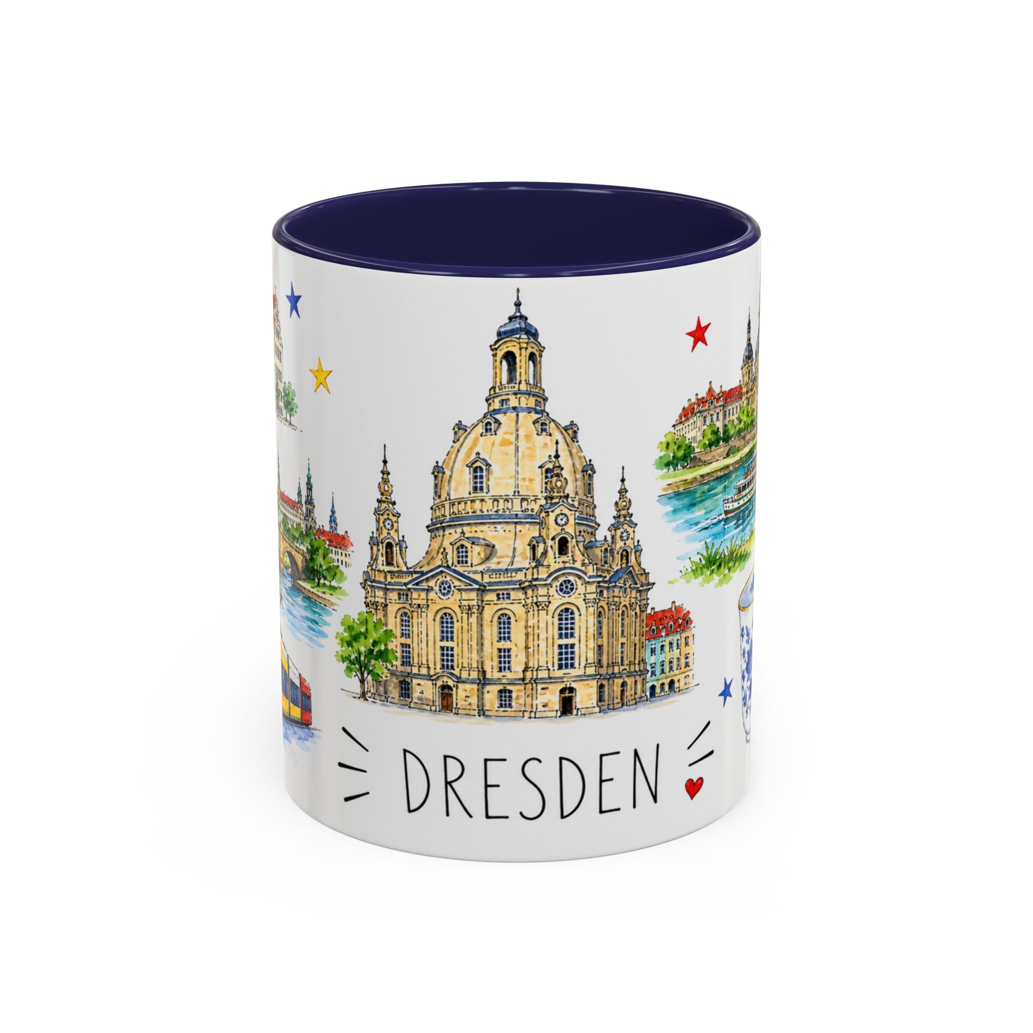 Dresden Illustrated Travel Mug | City Souvenir Accent Coffee Mug | 11oz 15oz Ceramic Cup