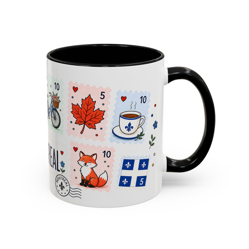 Montreal Coffee Mug | Postage Stamp Collage Mug | Travel Souvenir Accent Cup 11oz 15oz