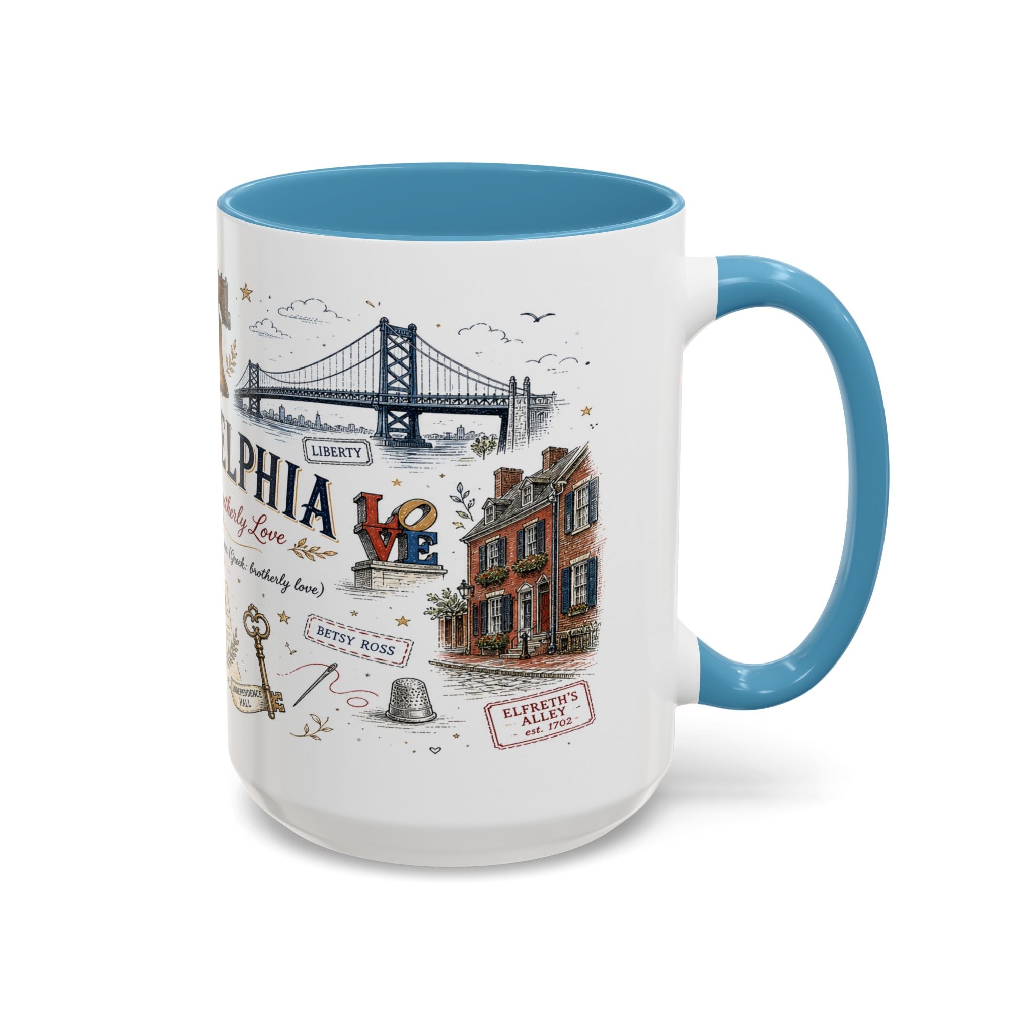 Philadelphia Coffee Mug | Pennsylvania Souvenir City Gift | Accent Color Ceramic 11oz 15oz