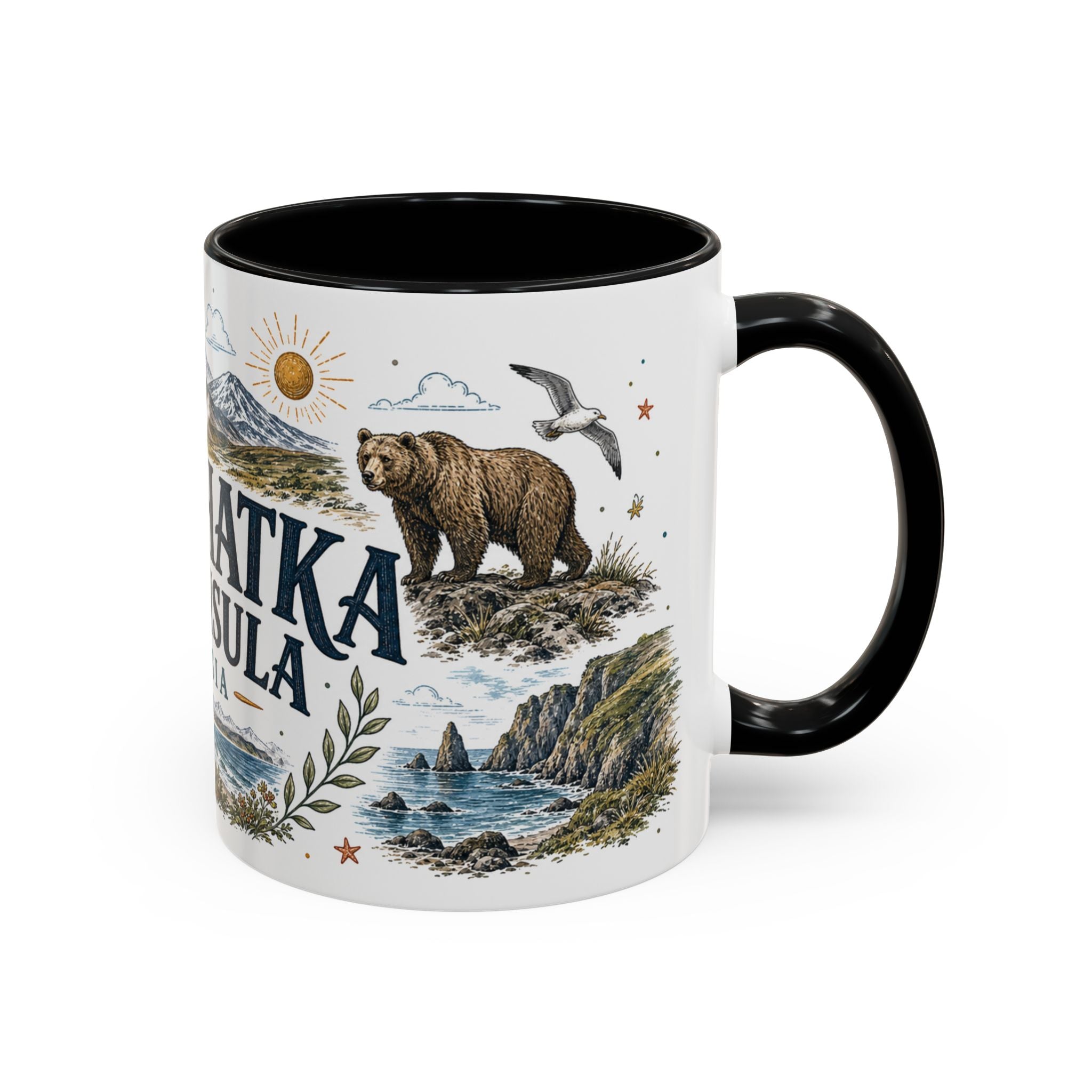 Kamchatka Peninsula Mug, Russia Travel Souvenir, Bucket List Gift, Accent Ceramic Coffee Mug 11oz 15oz
