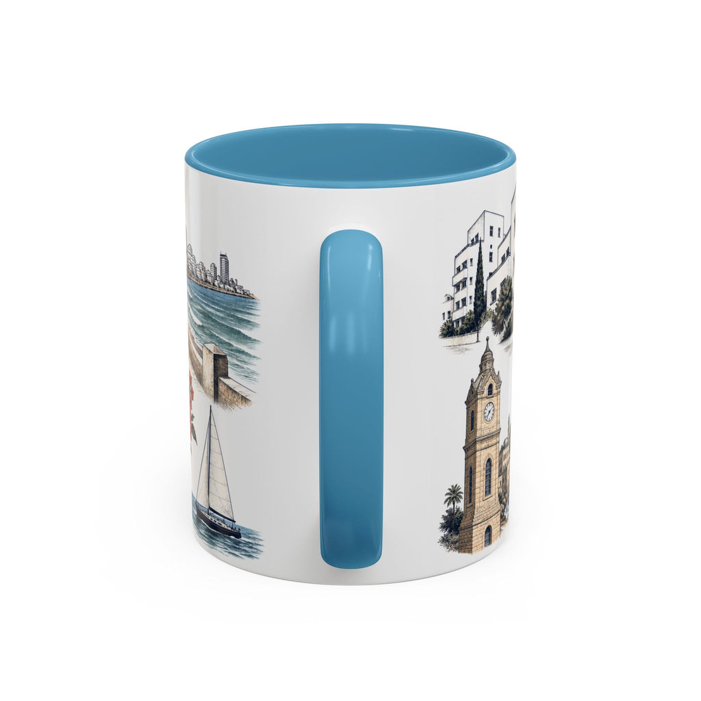 Tel Aviv Coffee Mug | Israel Travel Souvenir | Vintage Illustrated City Gift | 11 oz 15 oz Accent Mug