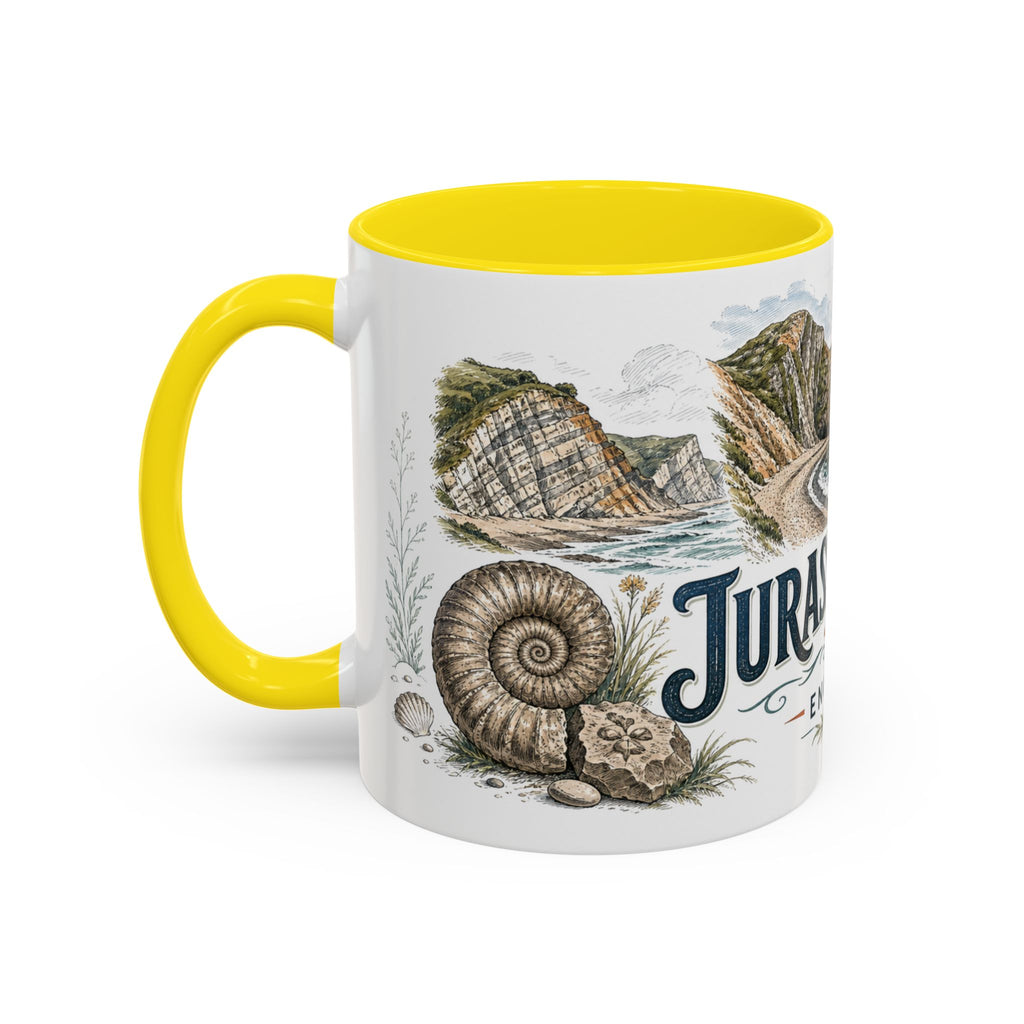 Jurassic Coast Mug, England Travel Souvenir, Bucket List Gift, Accent Ceramic Coffee Mug 11oz 15oz
