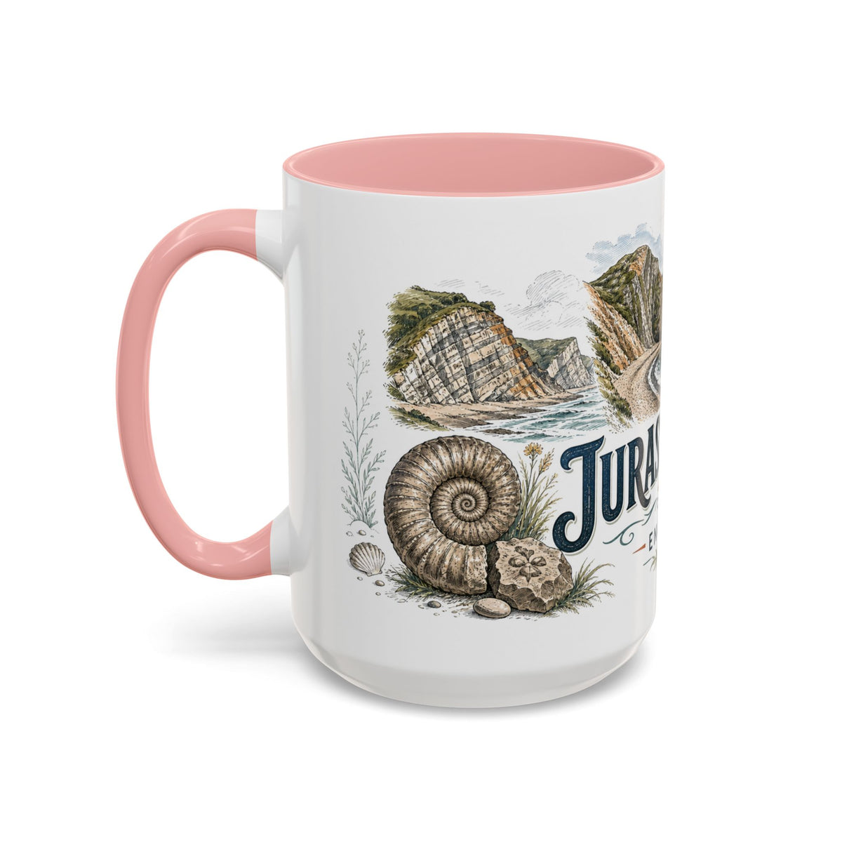 Jurassic Coast Mug, England Travel Souvenir, Bucket List Gift, Accent Ceramic Coffee Mug 11oz 15oz
