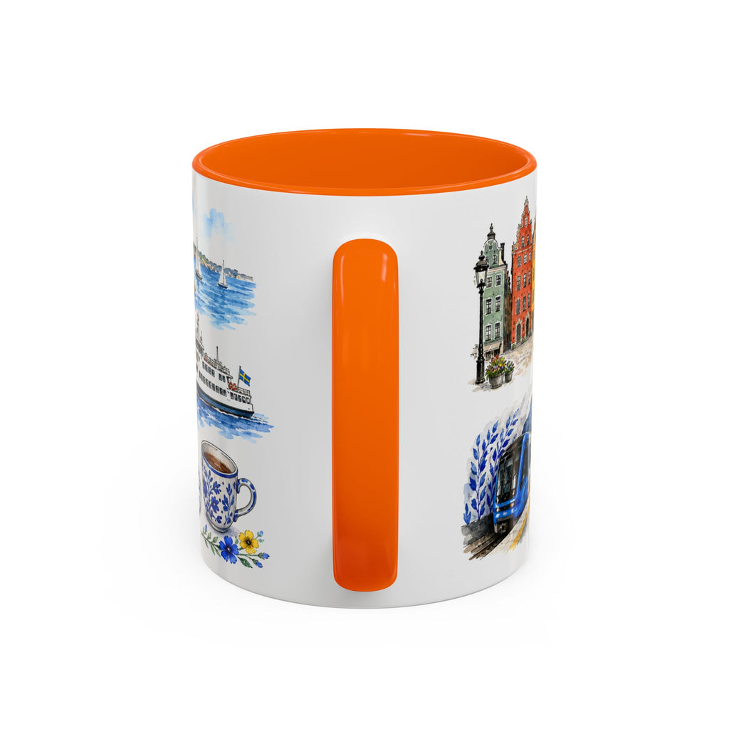 Stockholm Illustrated Travel Mug | City Souvenir Accent Coffee Mug | 11oz 15oz Ceramic Cup