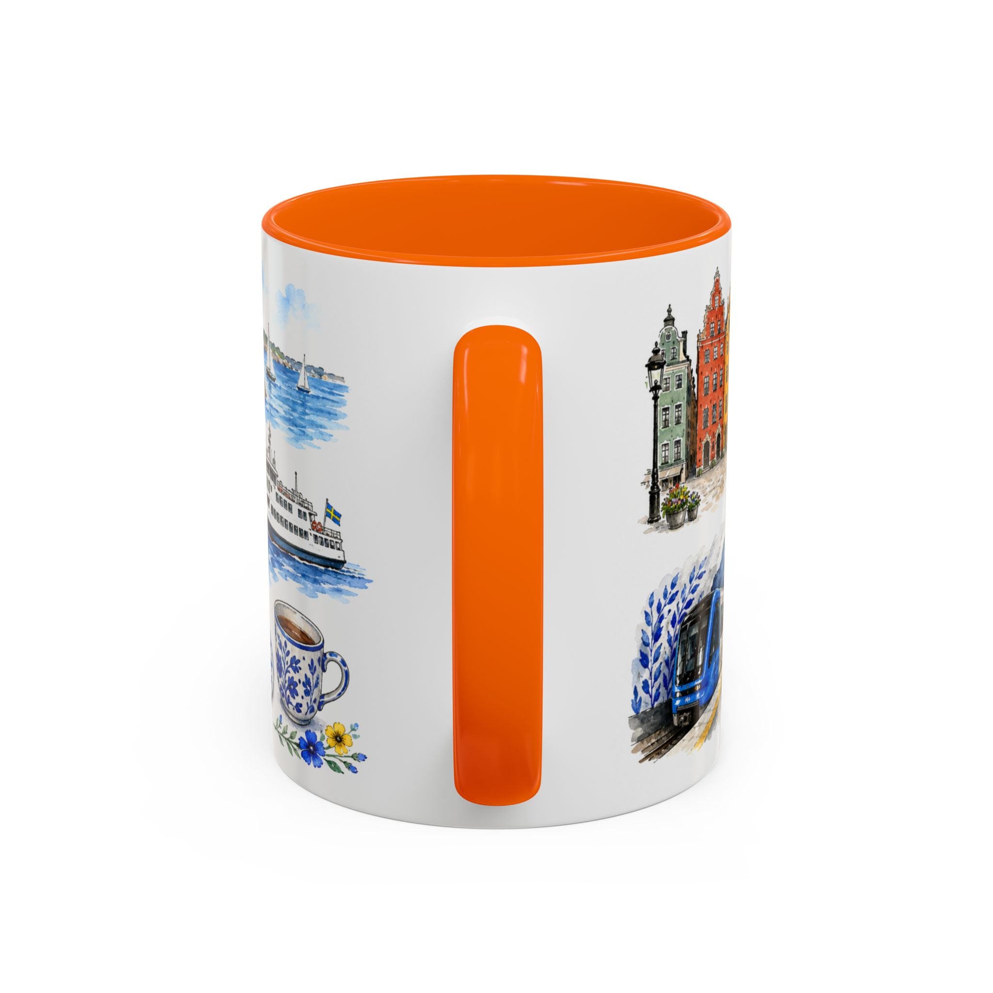 Stockholm Illustrated Travel Mug | City Souvenir Accent Coffee Mug | 11oz 15oz Ceramic Cup