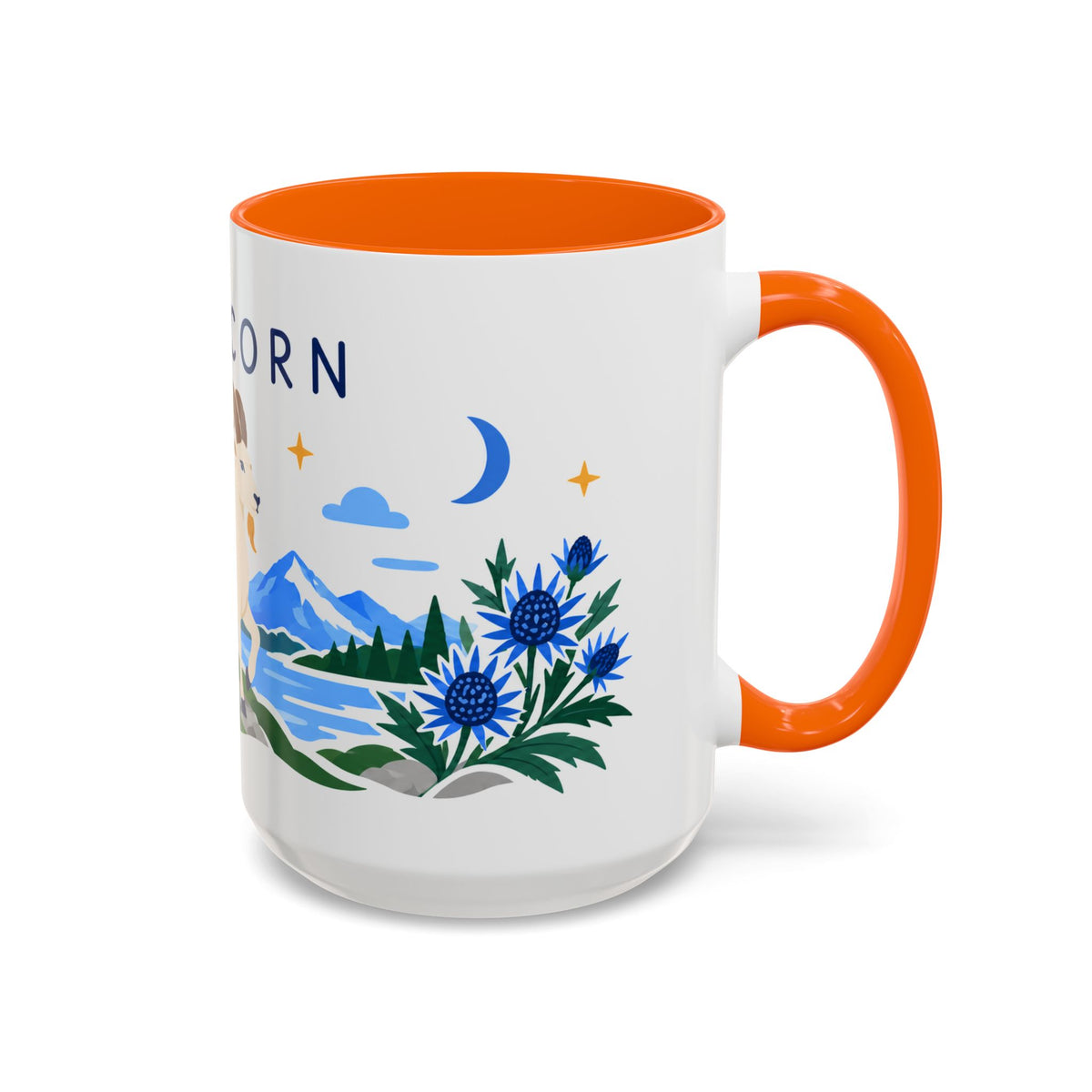 Capricorn Zodiac Coffee Mug | Sea Goat and Floral Design | Astrology Birthday Gift | 11 oz 15 oz Ceramic Accent Mug