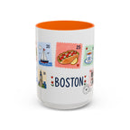 Boston Coffee Mug | Postage Stamp Collage Mug | Travel Souvenir Accent Cup 11oz 15oz