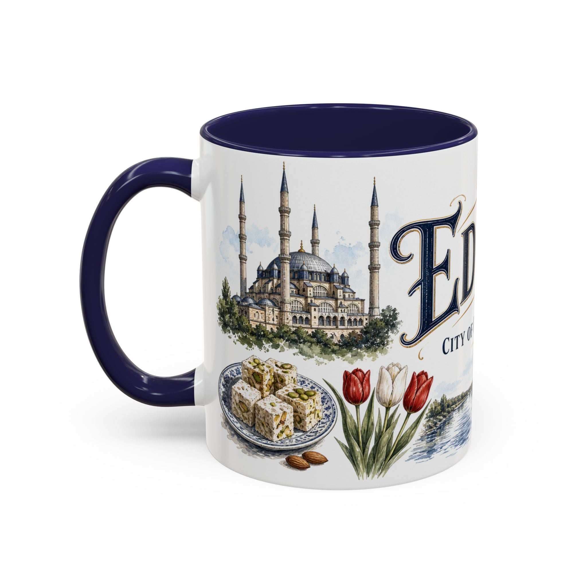 Edirne Coffee Mug | Turkey Travel Souvenir | Vintage Illustrated City Gift | 11 oz 15 oz Accent Mug