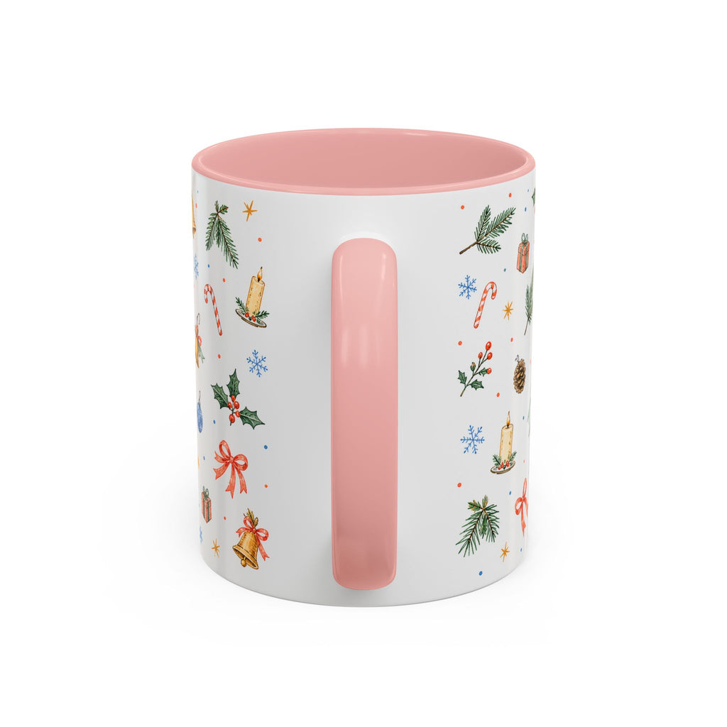 Christmas Bell Mug | Ribbon Gift Watercolor Holiday Cup | Accent Coffee Mug 11oz 15oz