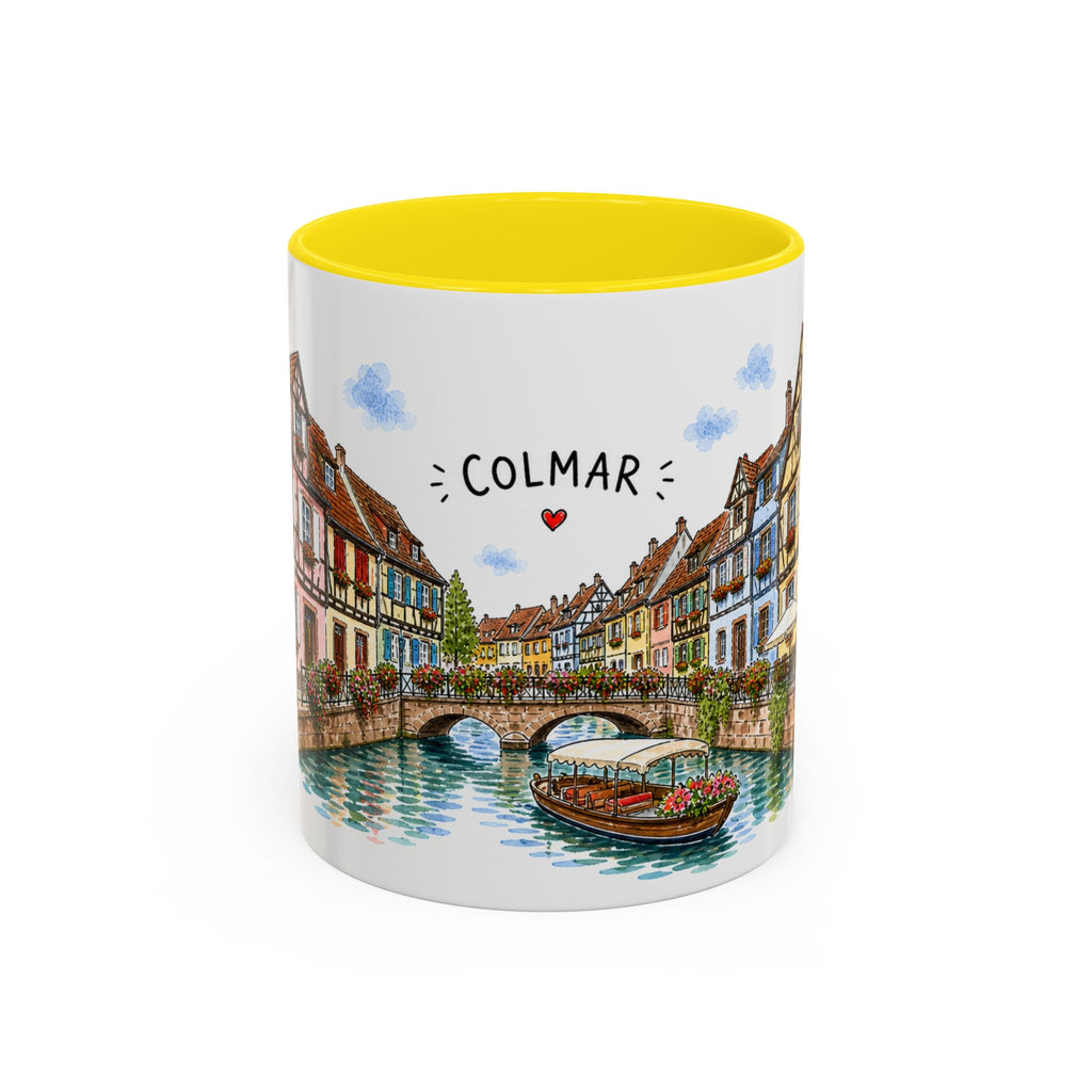 Colmar Illustrated Travel Mug | France Souvenir Accent Coffee Mug | 11oz 15oz Ceramic Cup