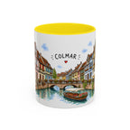 Colmar Illustrated Travel Mug | France Souvenir Accent Coffee Mug | 11oz 15oz Ceramic Cup