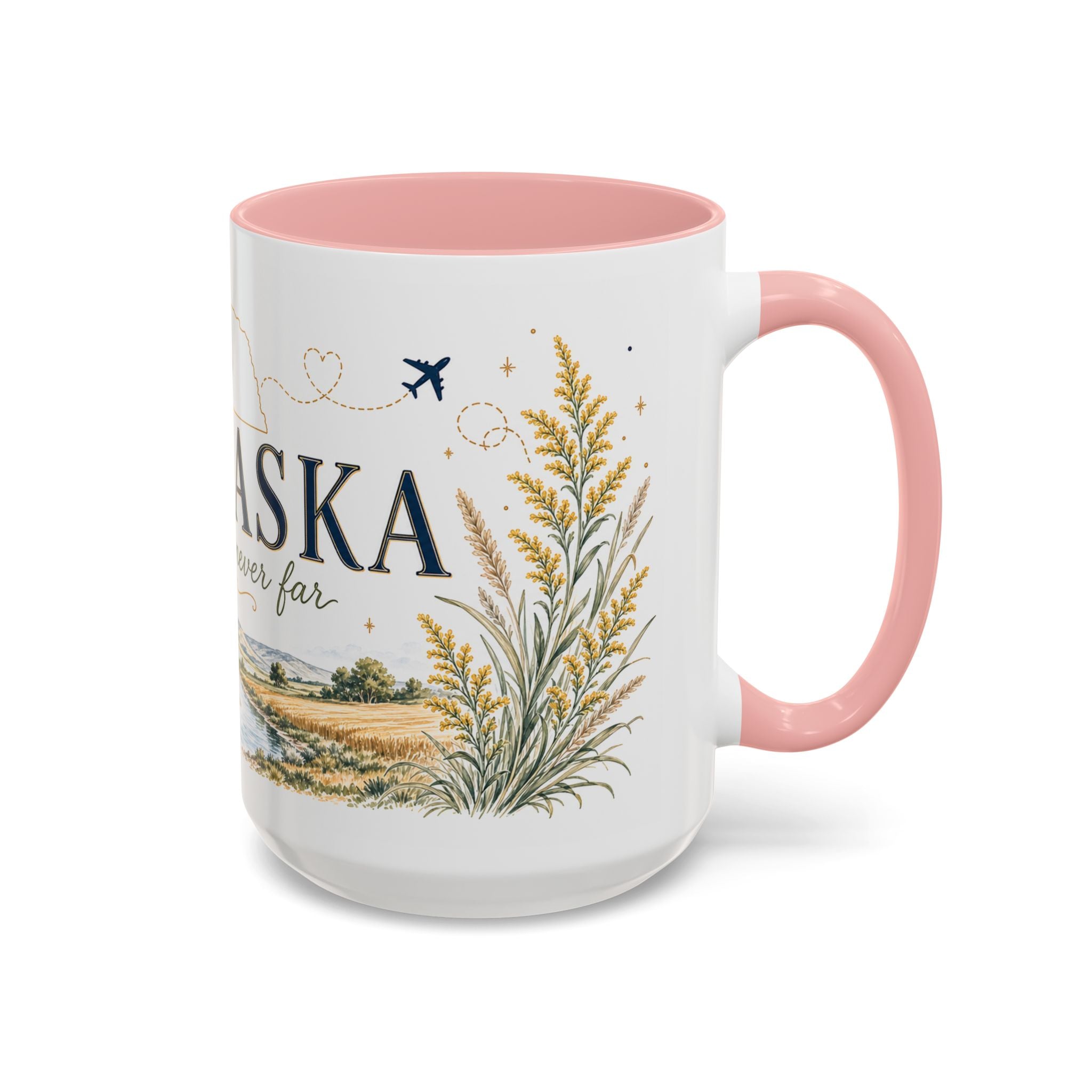 Nebraska State Mug | Moving Away, Long Distance Friendship Gift | Botanical Landscape Accent Mug
