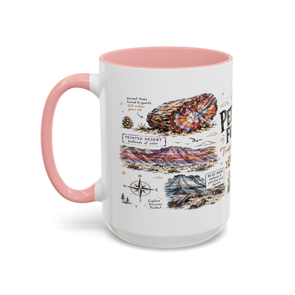 Petrified Forest National Park Coffee Mug | Arizona Painted Desert Fossil Gift | Accent Color Ceramic 11oz 15oz