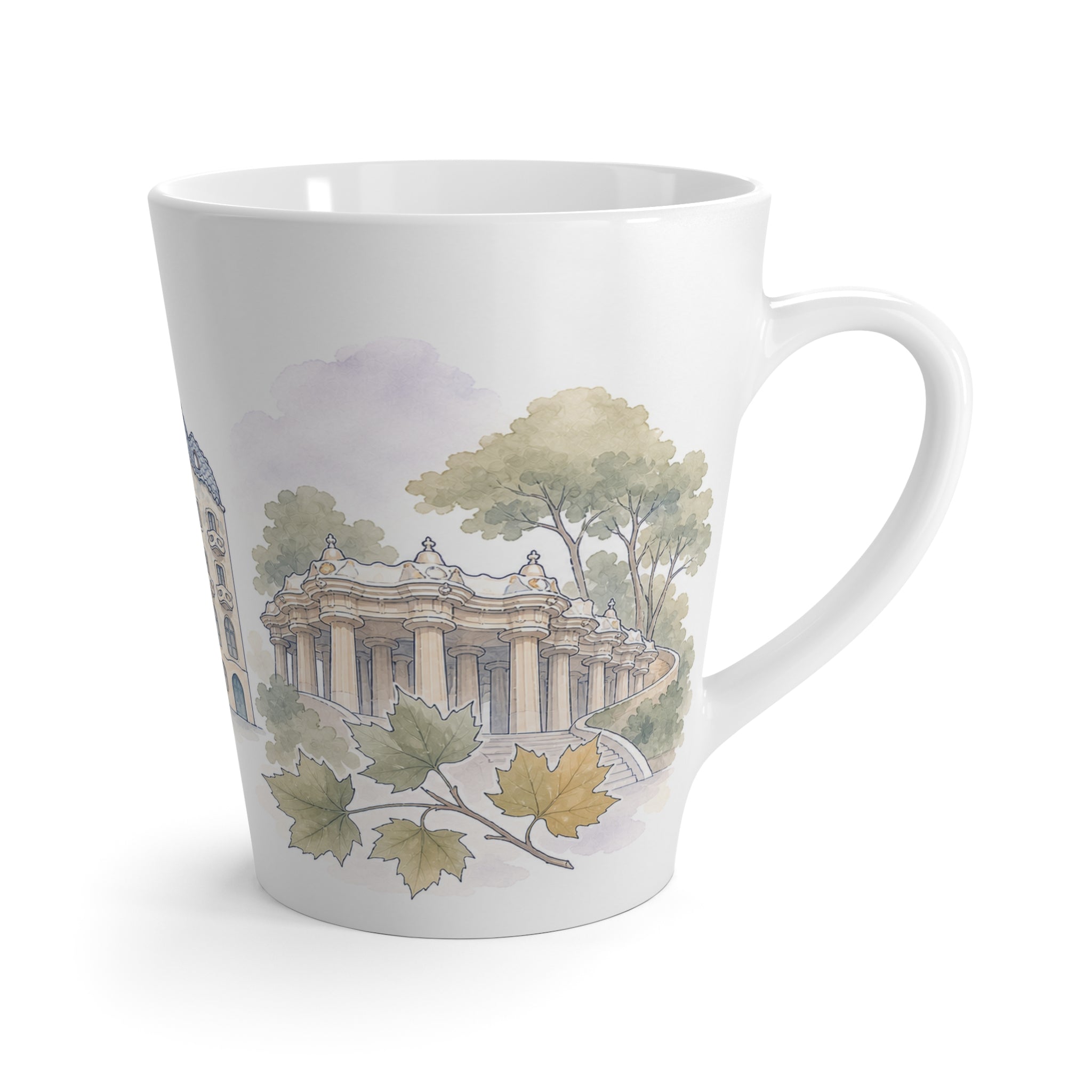 Barcelona Latte Mug | Watercolor City Travel Mug | 12 oz Ceramic Souvenir Gift