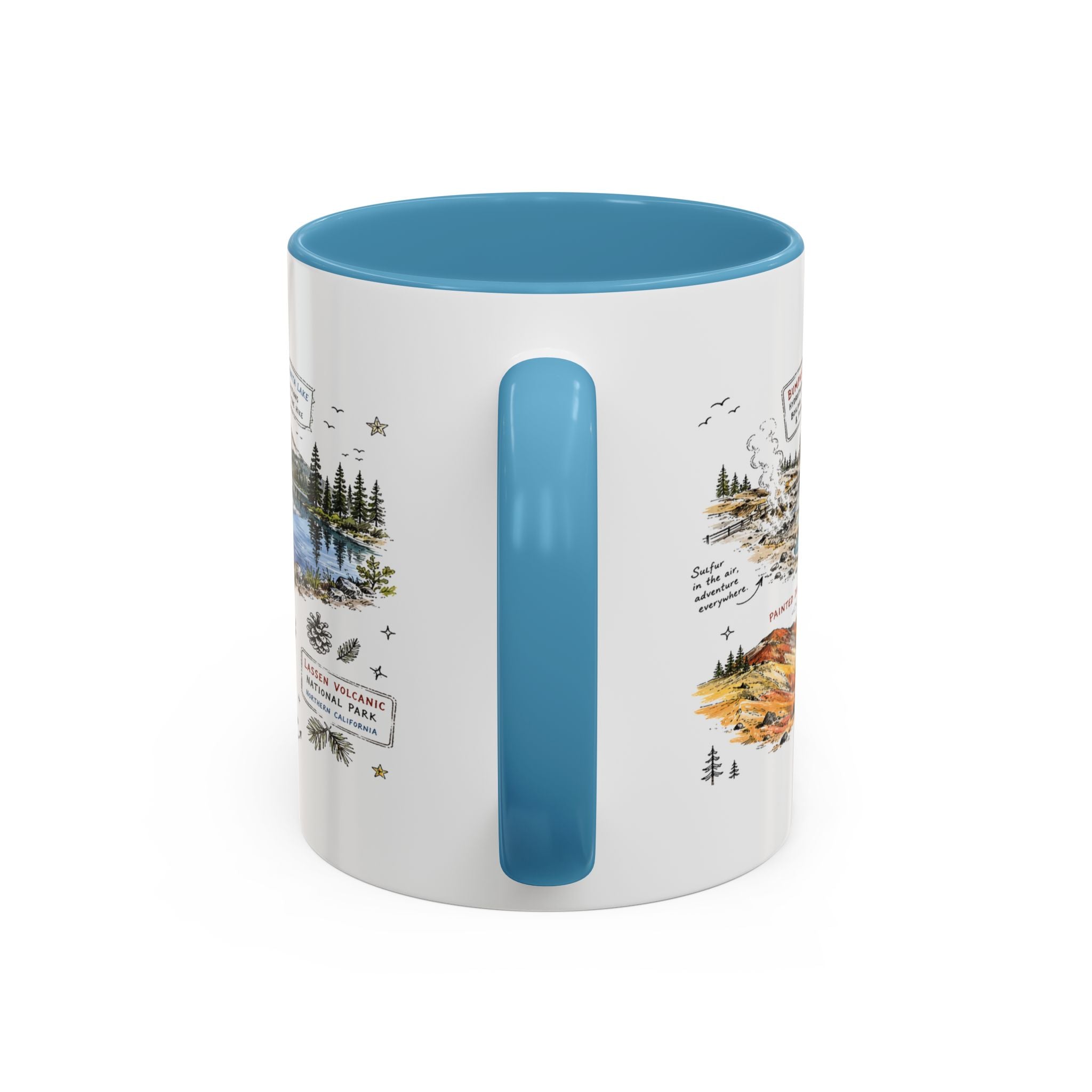 Lassen Volcanic National Park Coffee Mug | California Volcano Geothermal Hiking Gift | Accent Color Ceramic 11oz 15oz