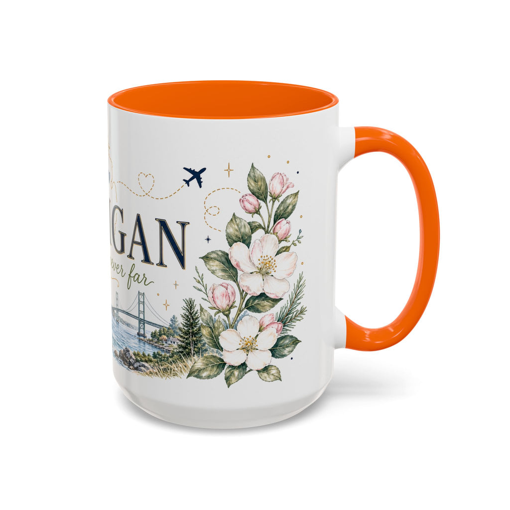 Michigan State Map Mug | Botanical Accents, Lakes Art | Homesick Gift