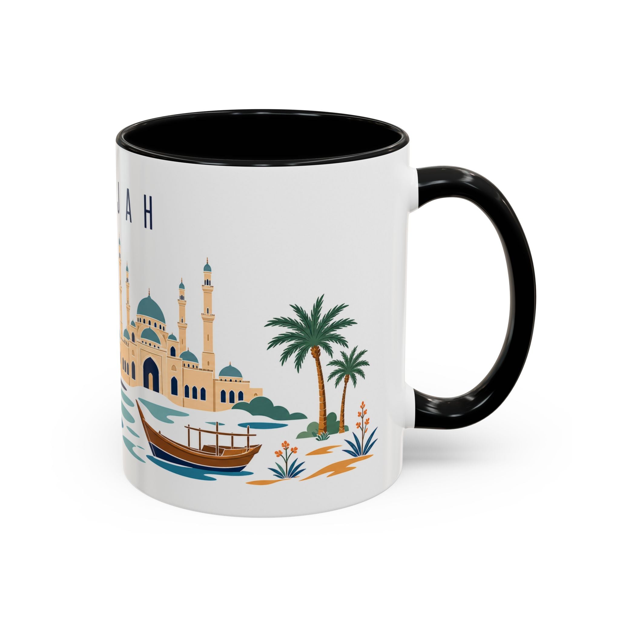 Sharjah Coffee Mug | United Arab Emirates Travel Souvenir | Porcelain Decal City Gift | 11oz 15oz Accent Mug