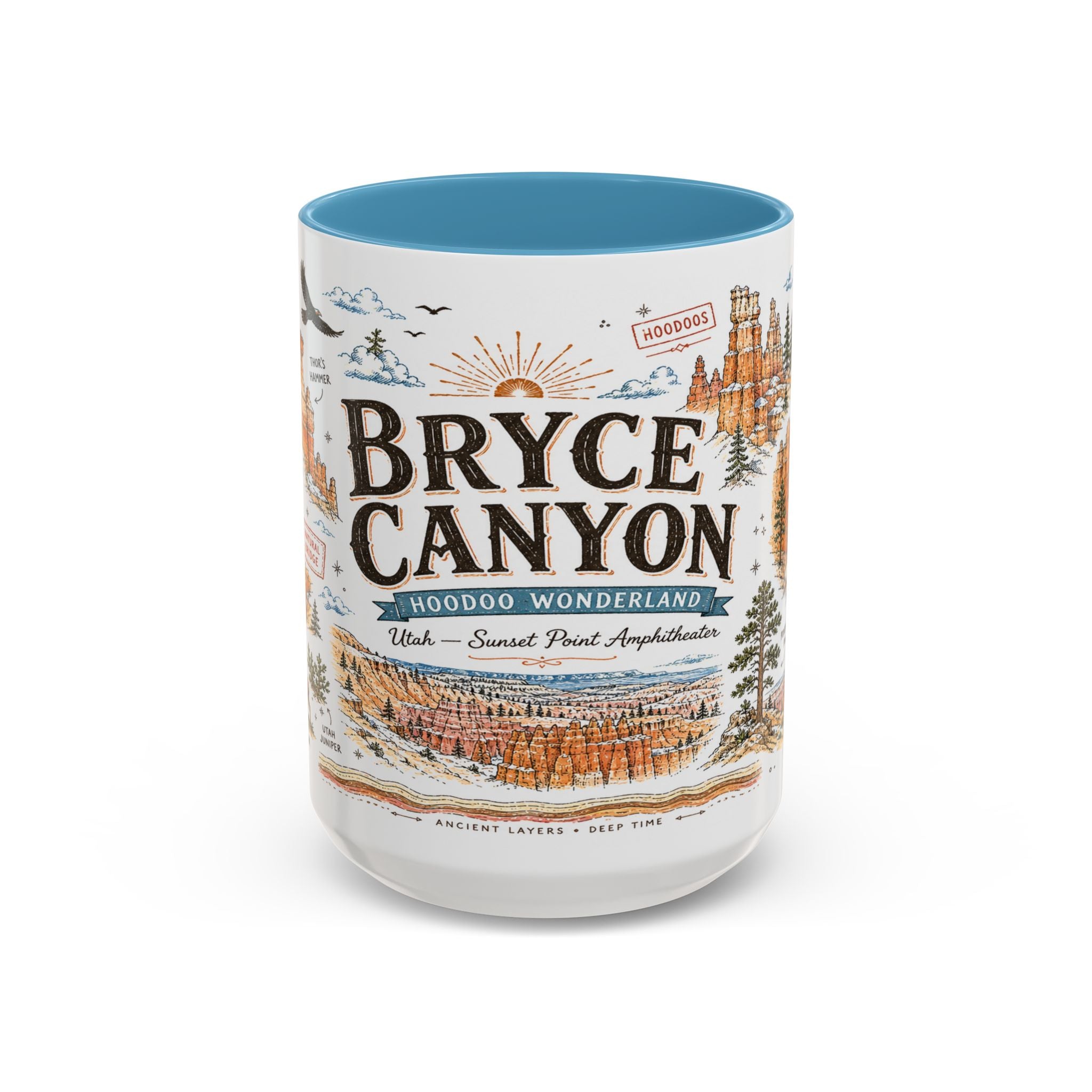 Bryce Canyon Coffee Mug | National Park Hiking Utah Gift | Accent Color Ceramic 11oz 15oz
