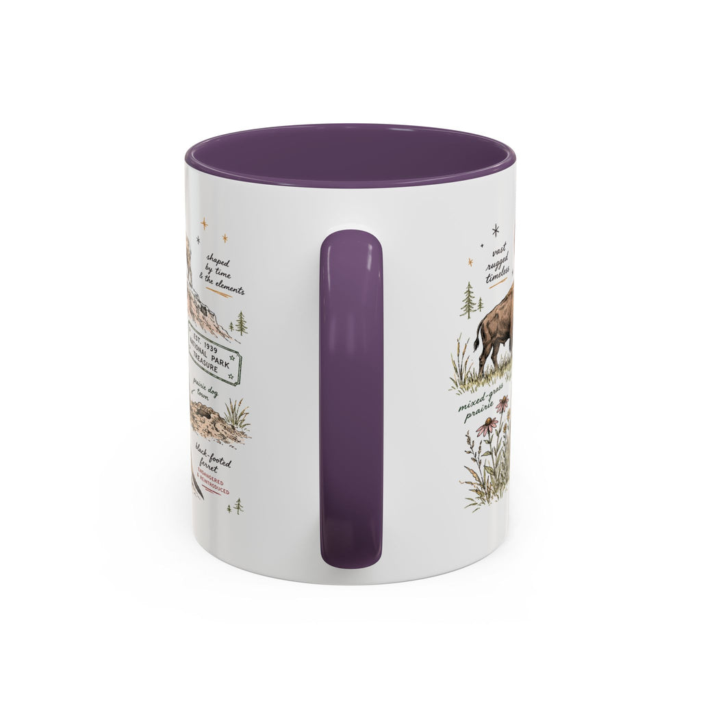 Badlands National Park Coffee Mug | South Dakota Prairie Fossil Hiking Gift | Accent Color Ceramic 11oz 15oz