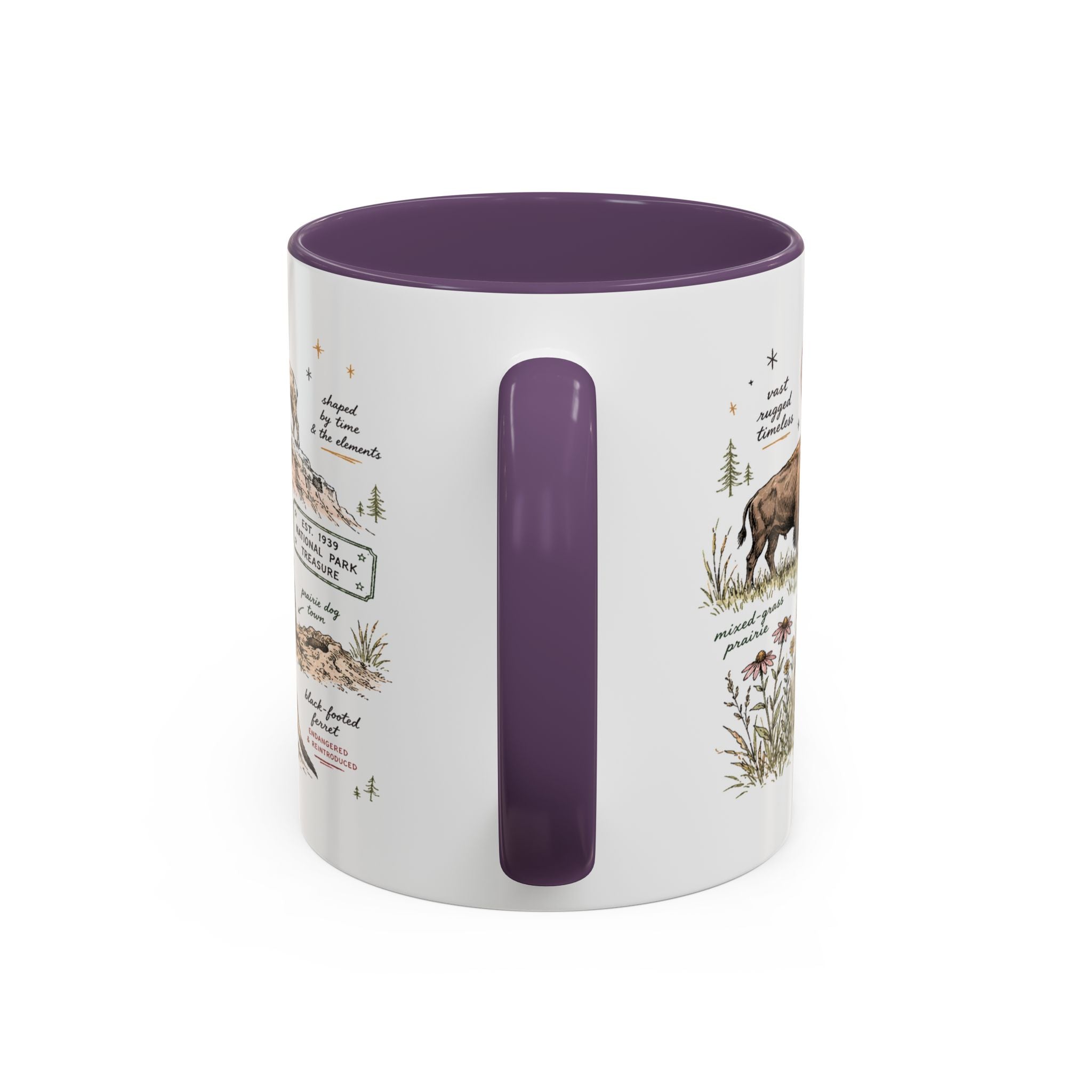 Badlands National Park Coffee Mug | South Dakota Prairie Fossil Hiking Gift | Accent Color Ceramic 11oz 15oz