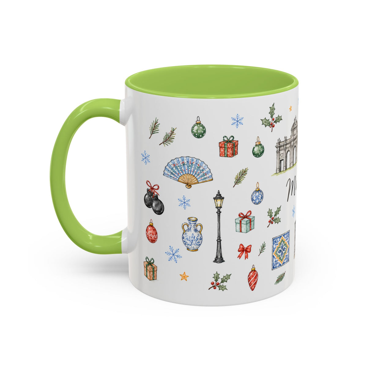 Madrid Christmas Mug | Watercolor City Souvenir, Travel Memories, Ceramic Coffee Cup