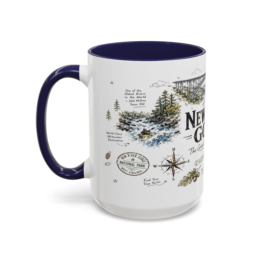New River Gorge National Park Coffee Mug | West Virginia River Canyon Climbing Gift | Accent Color Ceramic 11oz 15oz