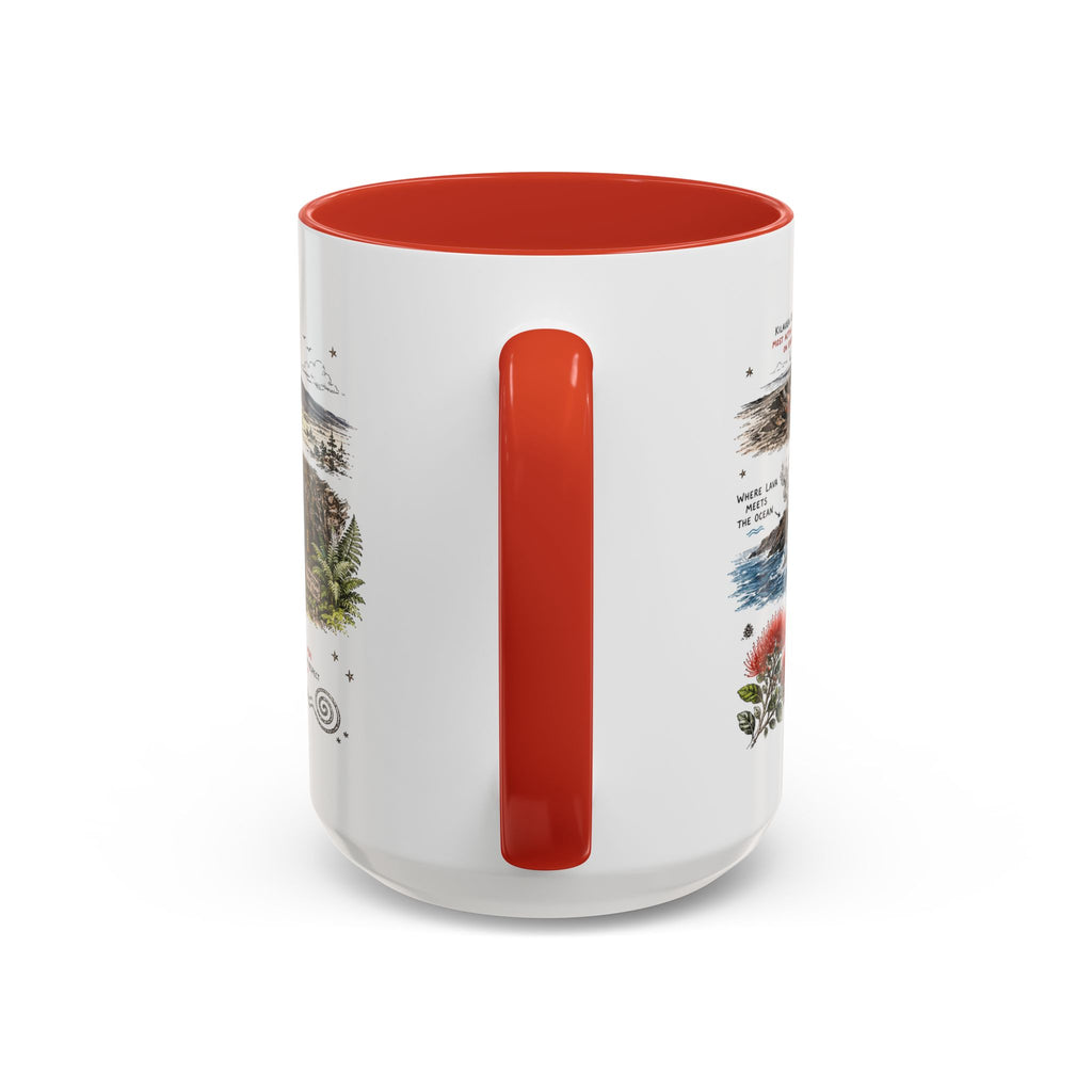 Hawaii Volcanoes National Park Coffee Mug | Hawaii Big Island Lava Volcano Gift | Accent Color Ceramic 11oz 15oz