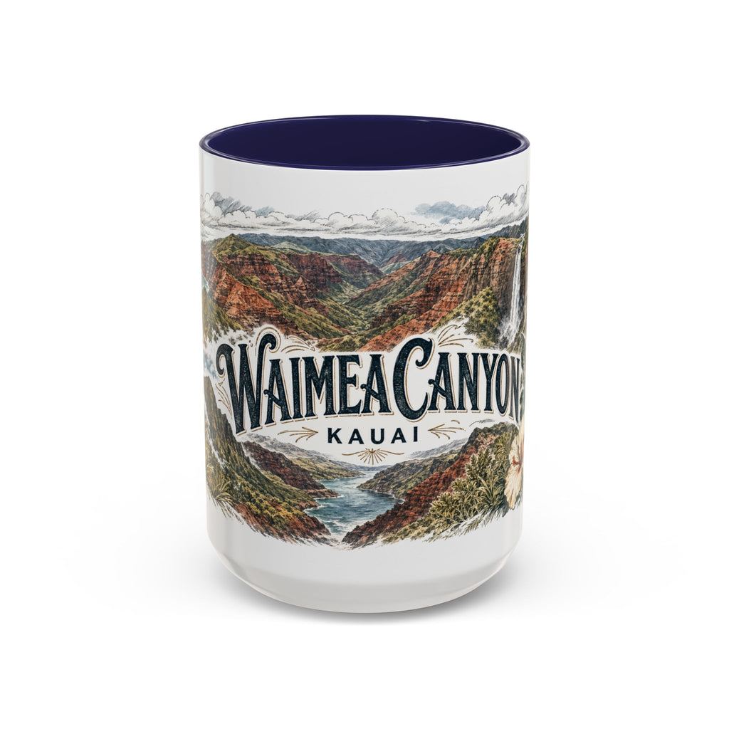 Waimea Canyon Mug, Kauai Travel Souvenir, Bucket List Gift, Accent Ceramic Coffee Mug 11oz 15oz