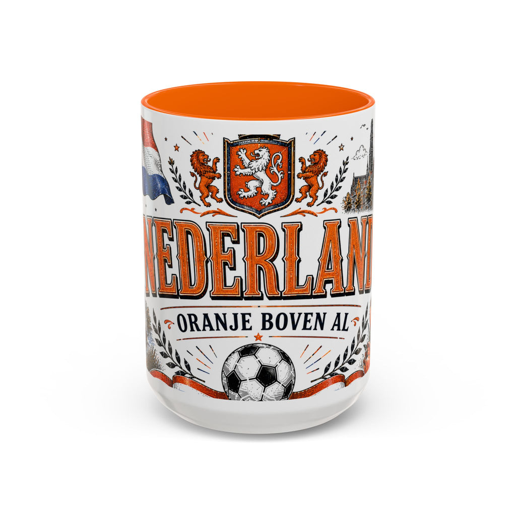 Netherlands Soccer Coffee Mug | World Cup Fan Gift | Accent Color Ceramic 11oz 15oz Match Day Cup