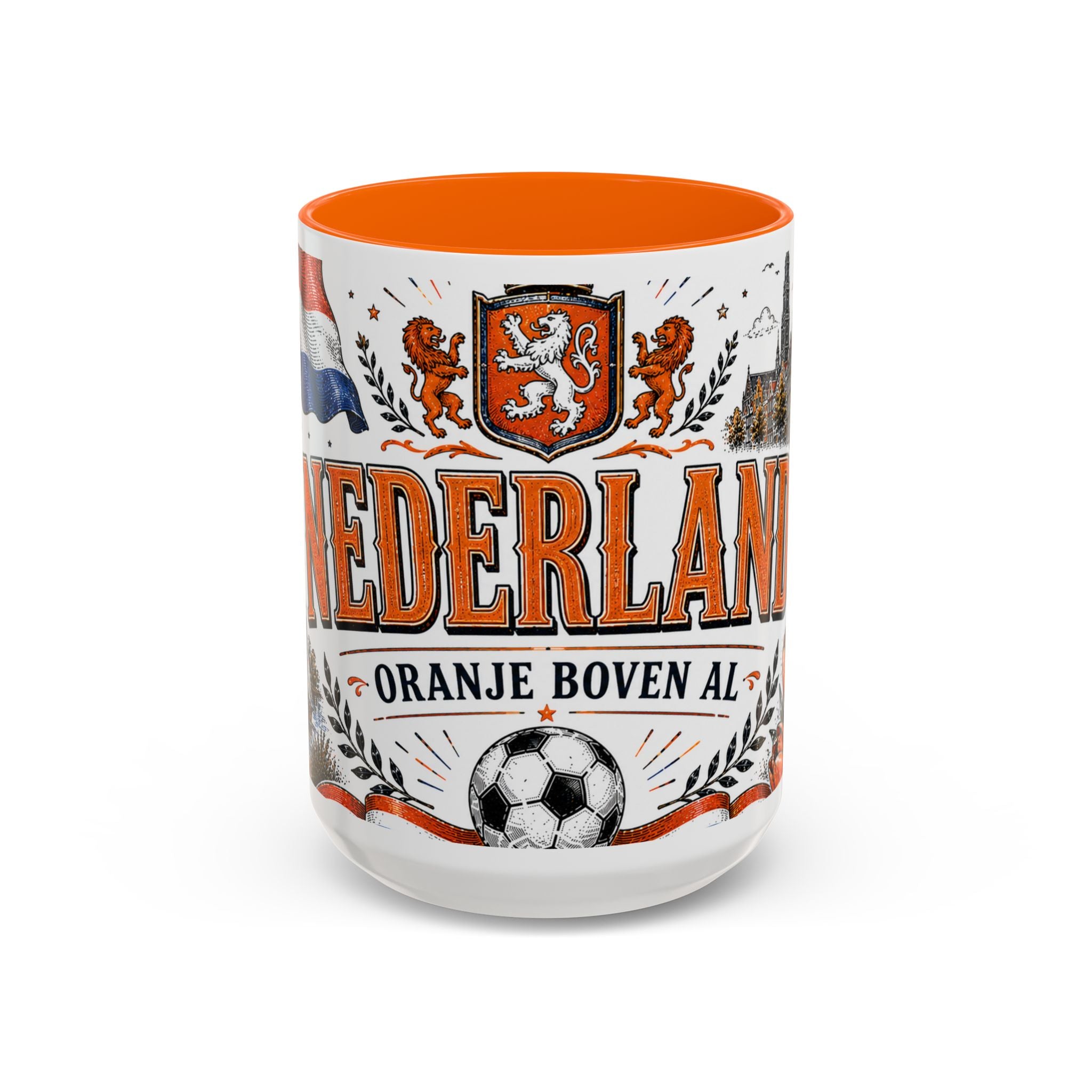 Netherlands Soccer Coffee Mug | World Cup Fan Gift | Accent Color Ceramic 11oz 15oz Match Day Cup