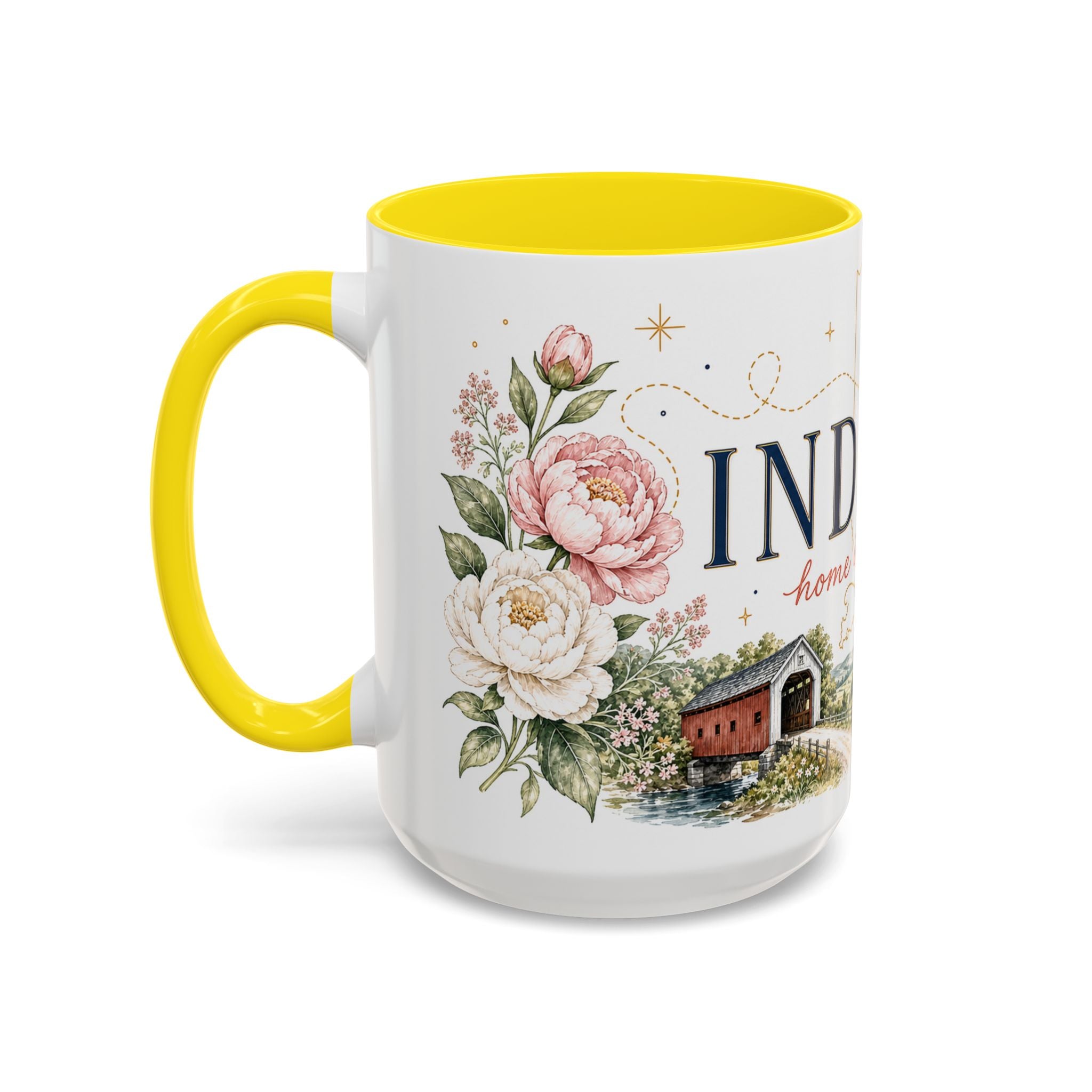 Indiana State Mug | Moving Away, Long Distance Friendship Gift | Botanical Map Accent Cup
