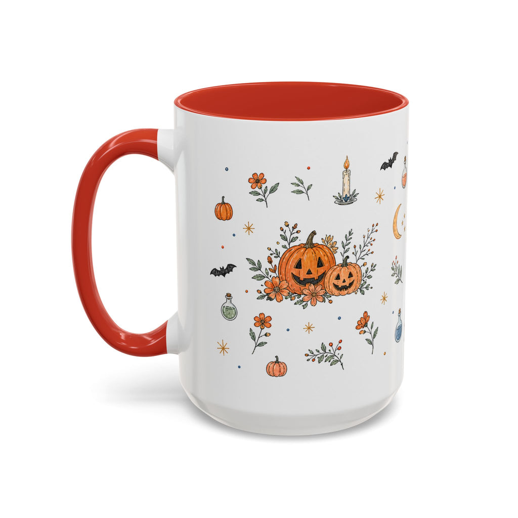 Black Cat Halloween Mug | Pumpkin Moon Watercolor Gift | Spooky Accent Cup 11oz 15oz