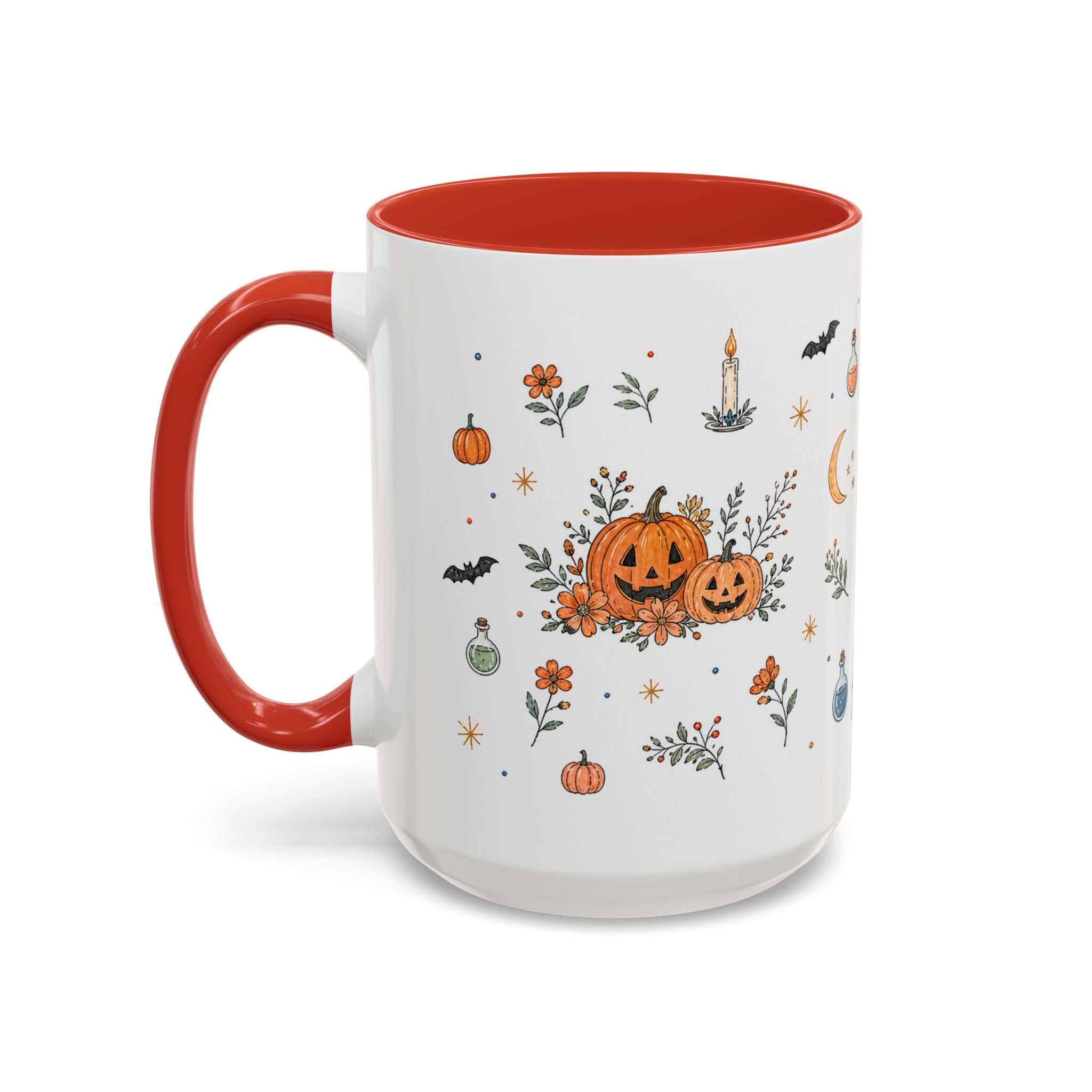 Black Cat Halloween Mug | Pumpkin Moon Watercolor Gift | Spooky Accent Cup 11oz 15oz
