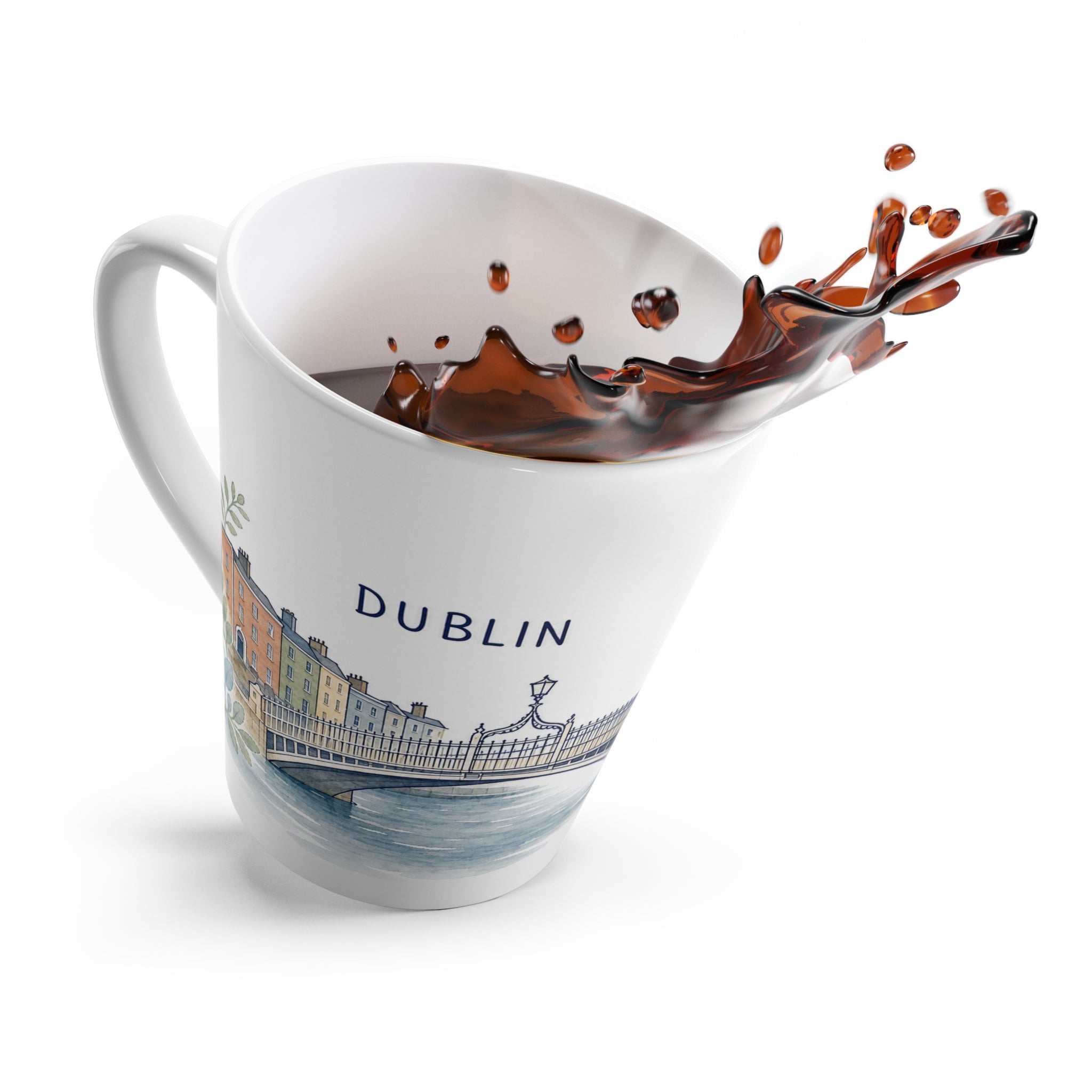 Dublin Latte Mug | Watercolor City Travel Mug | 12 oz Ceramic Souvenir Gift
