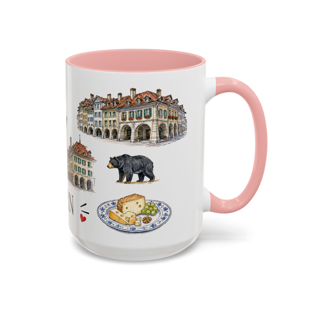 Bern Illustrated Travel Mug | City Souvenir Accent Coffee Mug | 11oz 15oz Ceramic Cup