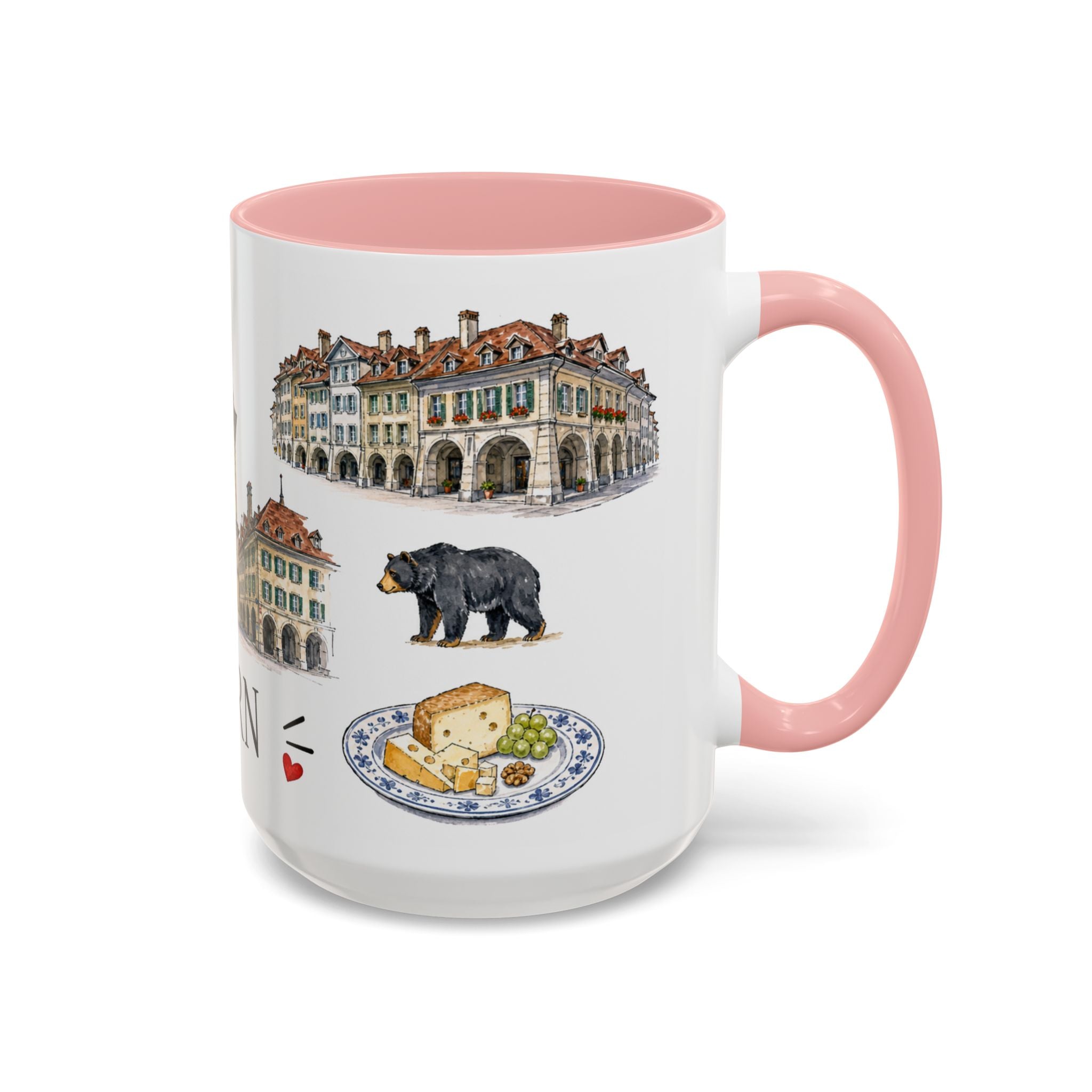 Bern Illustrated Travel Mug | City Souvenir Accent Coffee Mug | 11oz 15oz Ceramic Cup