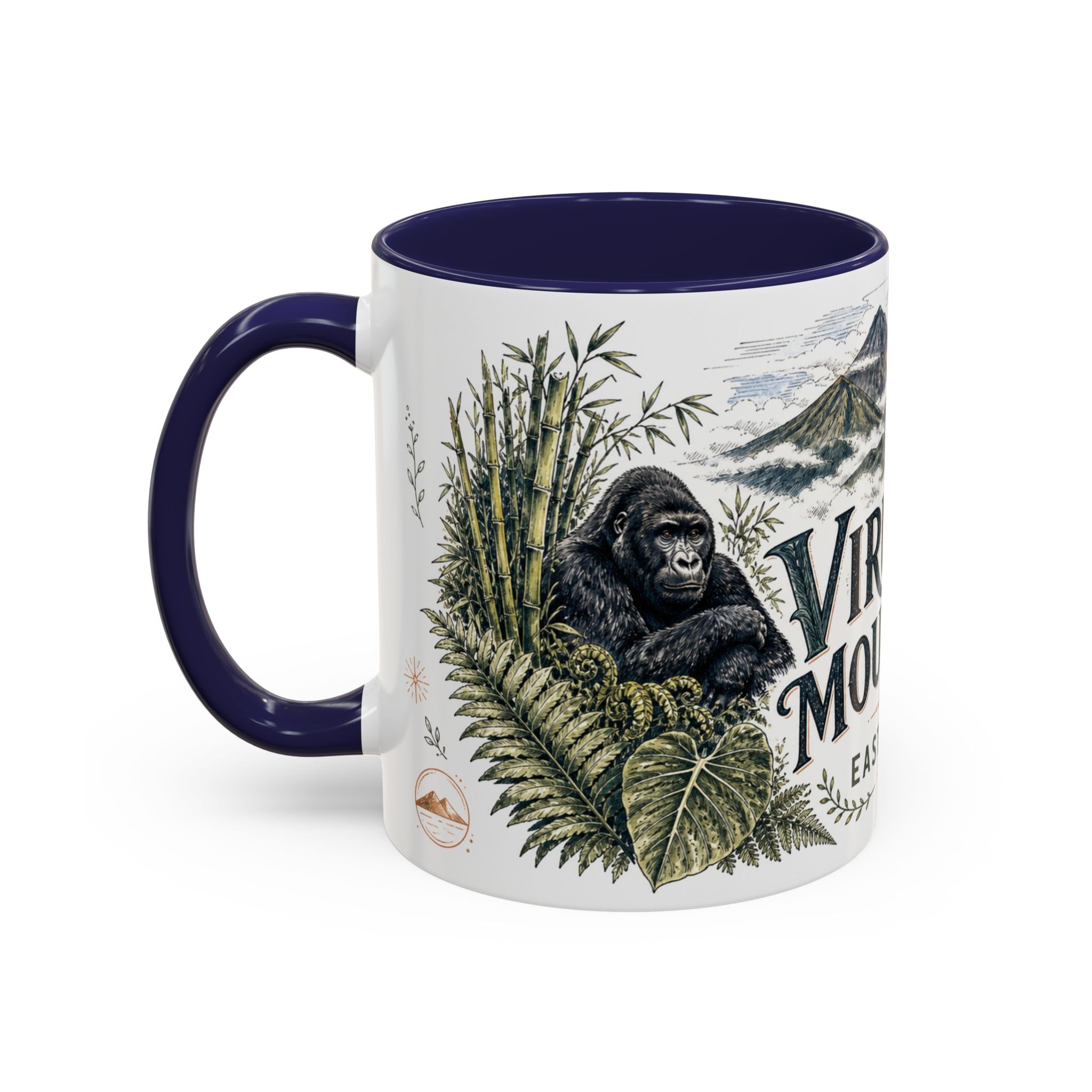 Virunga Mountains Mug, East Africa Travel Souvenir, Bucket List Gift, Accent Ceramic Coffee Mug 11oz 15oz