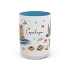 Copenhagen Christmas Mug | Watercolor Travel Souvenir | Holiday Gift | Accent Ceramic Coffee Cup 11oz 15oz