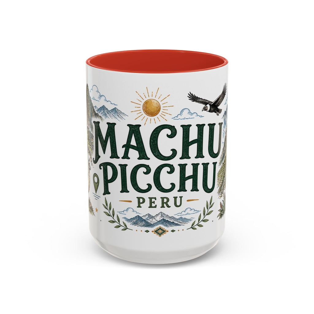 Machu Picchu Coffee Mug | Travel Destination Souvenir Gift | Accent Color Ceramic 11oz 15oz