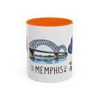 Memphis Illustrated Travel Mug | City Souvenir Accent Coffee Mug | 11oz 15oz Ceramic Cup