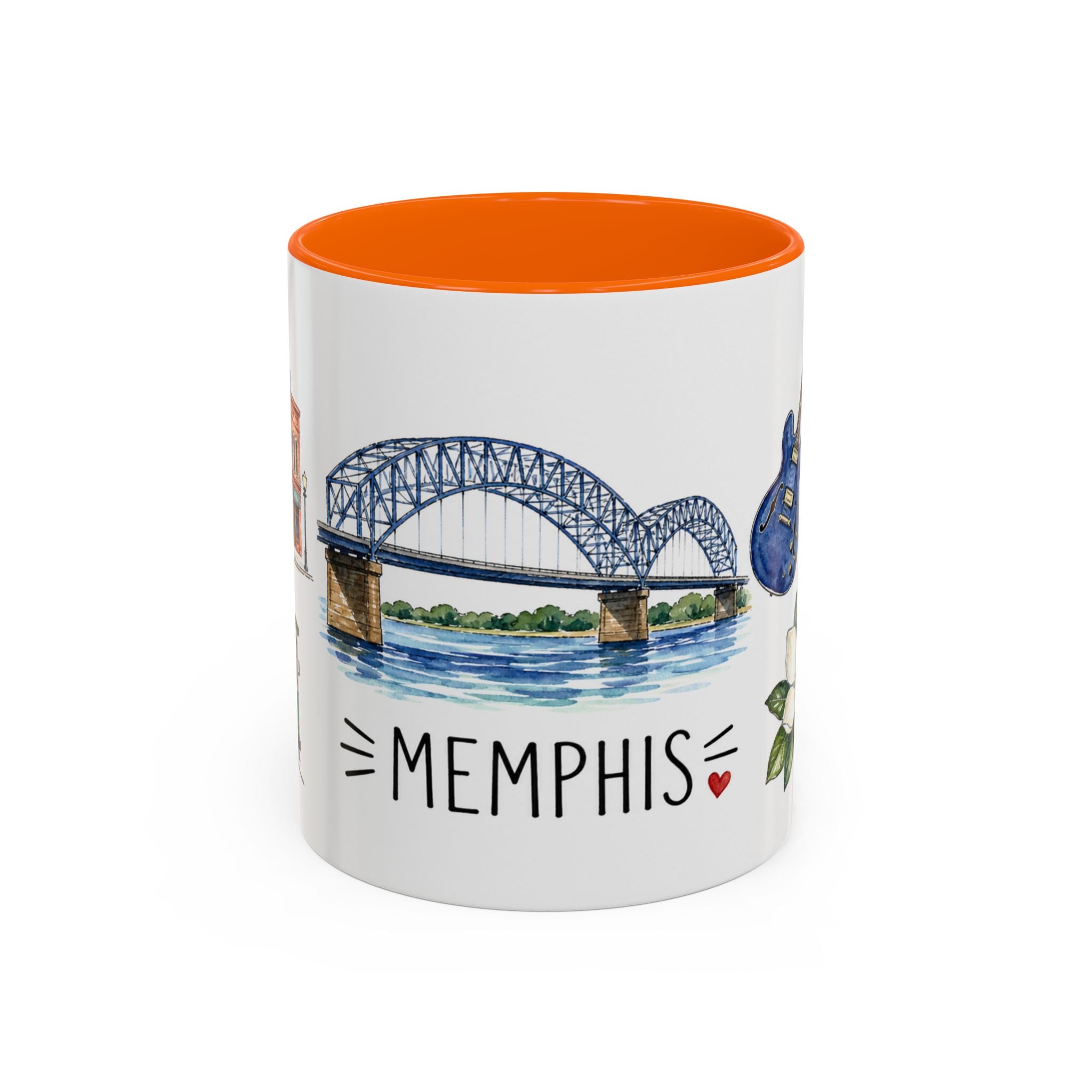 Memphis Illustrated Travel Mug | City Souvenir Accent Coffee Mug | 11oz 15oz Ceramic Cup