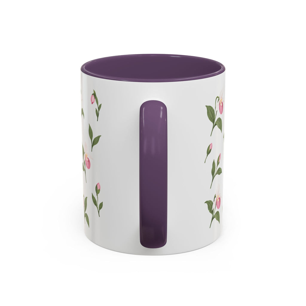 Minnesota Pink and White Lady Slipper Mug, State Flower Floral Coffee Cup, 11oz Botanical Gift