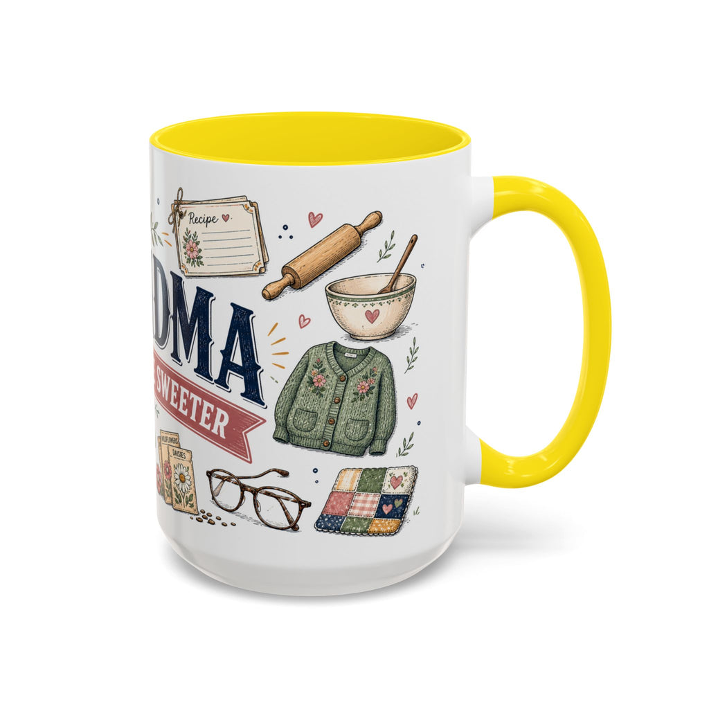 Grandma Makes Life Sweeter Coffee Mug | Gift From Grandkids | Accent Color Ceramic 11oz 15oz